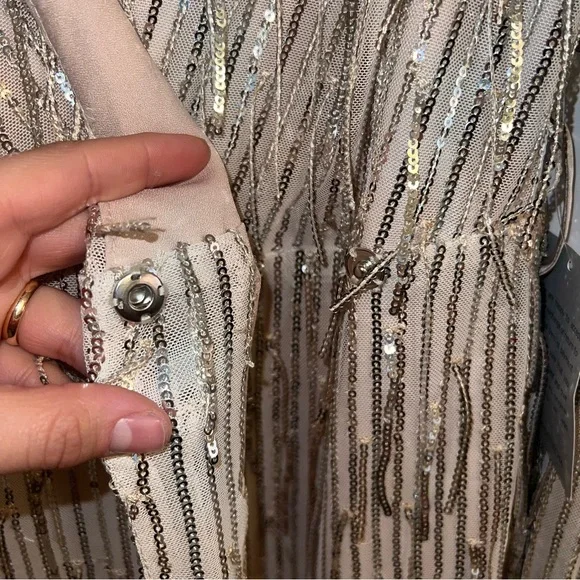 NwT Harlyn Silver Sequin Fringe Dress (Missing Belt) - Picture 9 of 13